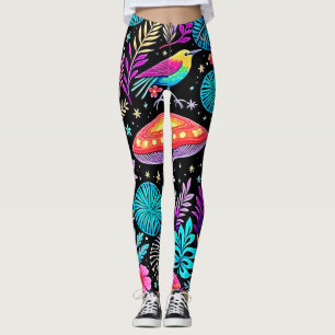Leggings Vibrante obra de arte de hongos forestales encanta