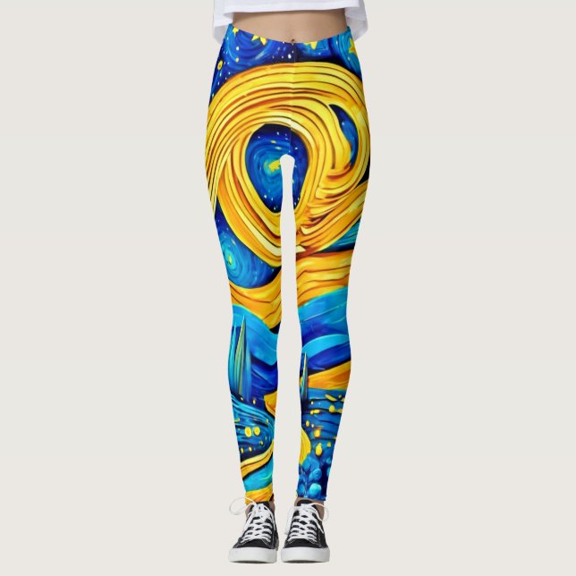 Leggings Vibrante obra de arte Starry (Anverso)