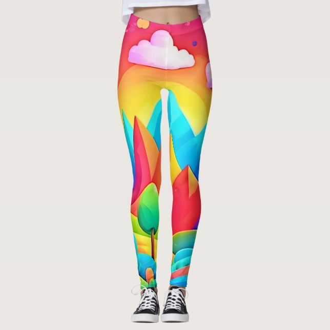Leggings Vibrante paisaje Personalizado arcoiris (Anverso)