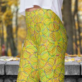 Leggings Vibrante patrón de caos cíclico amarillo