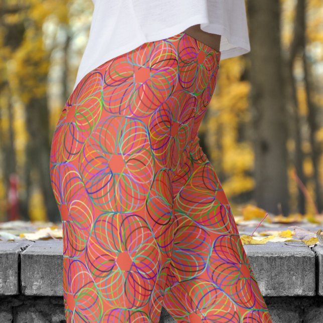 Leggings Vibrante patrón de caos cíclico Naranja (Orange Cyclic Chaos)