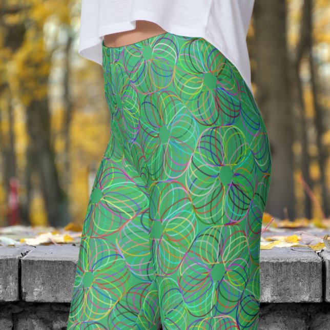 Leggings Vibrante patrón de caos cíclico verde (Green Cyclic Chaos Pattern Leggings)