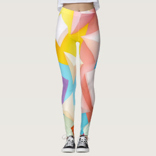Leggings Vibrante Patrón de Prisma de Triángulo 3D Retro Mu