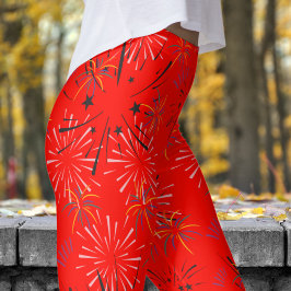 Leggings Vibrante patrón de Starburst Red Candy