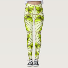 Leggings Vibrante patrón de triángulo de interbloqueo verde