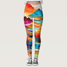 Vibrante pintura al atardecer de montaña