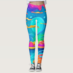 Leggings Vibrante puesta de sol sobre olas oceánicas