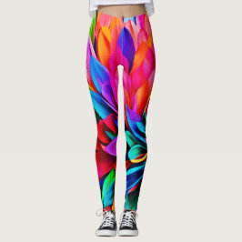 Leggings Vibrante resumen de la flor arcoiris