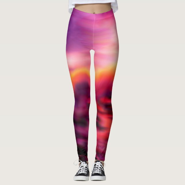 Leggings Vibrante Resumen moderno de Sunrise Pink Ocean (Anverso)