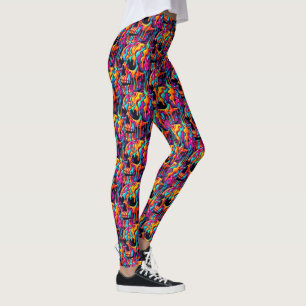 Leggings Vibrante Skull Psicodélico