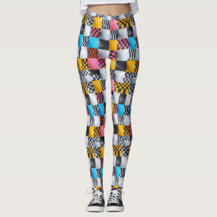 Leggings Vibrante tablero de ajedrez 3D - Retro Pop retro r
