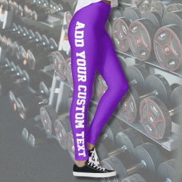 Leggings Vibrante Texto Vertical Personalizado en Morado In