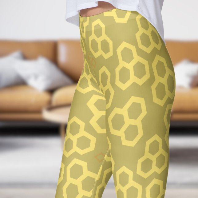 Leggings Vibrante Vegas Gold Honey Patrón de casa (Honey Home on Vegas Gold)