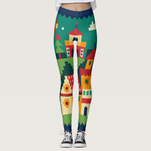Leggings Vibrante Village Art