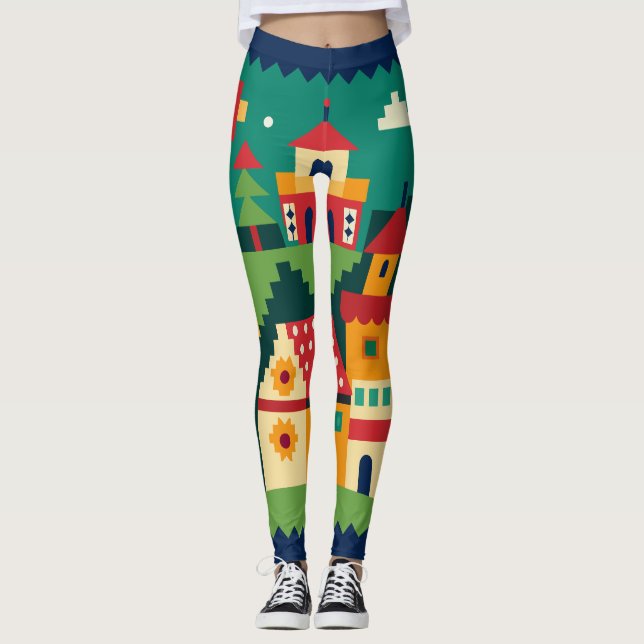 Leggings Vibrante Village Art (Anverso)