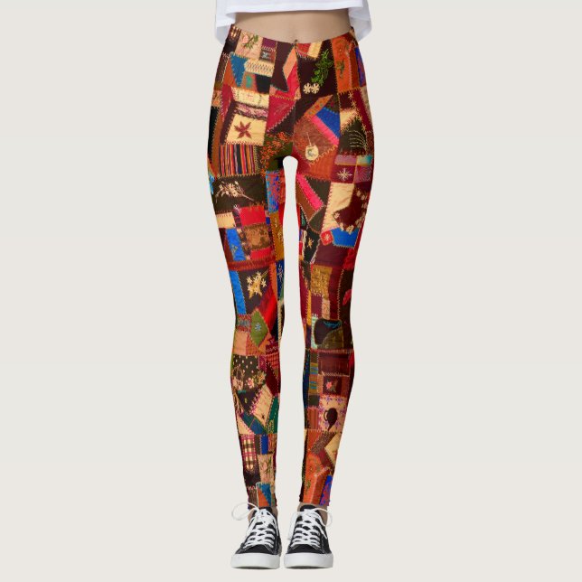 Leggings Vibrante Vintage Crazy Quilt (Anverso)
