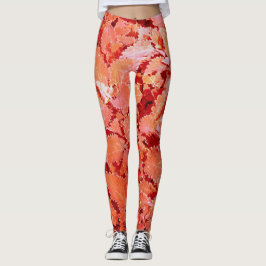 Leggings Vibrantes hojas rojas naturales
