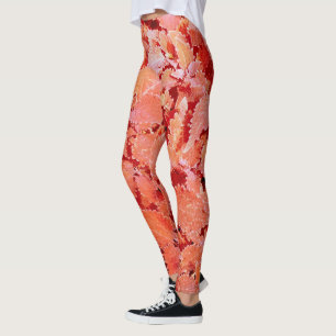Leggings Vibrantes hojas rojas naturales