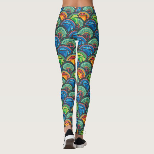 Leggings Vibrantes textiles africanos: Escalas de patrones  (Reverso)