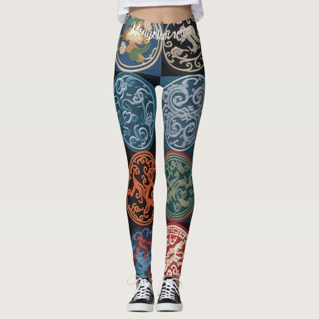 Leggings Vibrantes tótem del grupo étnico mongol (Anverso)