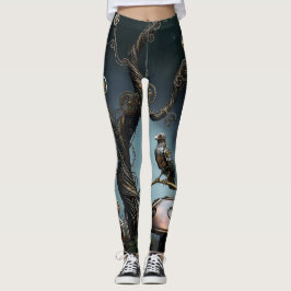 Leggings Victorian Clockwork Gummy Bear Mechanical Raven