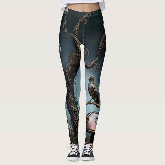 Leggings Victorian Clockwork Gummy Bear Mechanical Raven (Anverso)