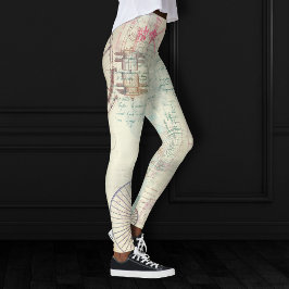 Leggings Victorian Steampunk | Grunge Pastel de acuarela