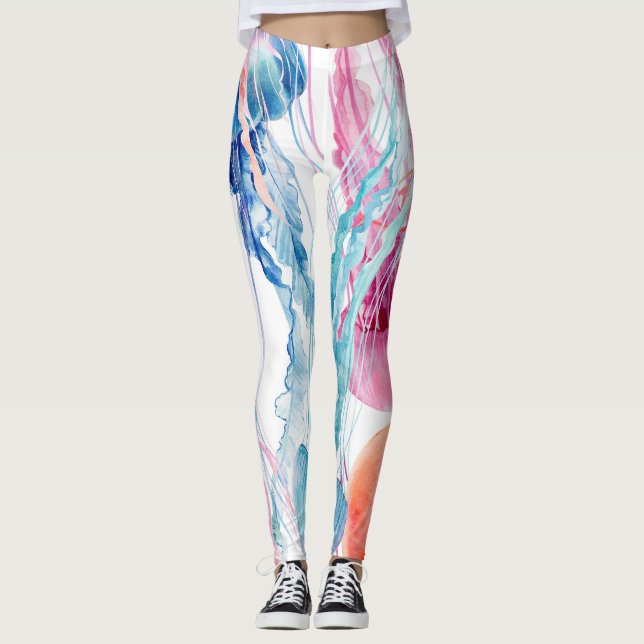 Leggings Vida marina acuática: burbujas y medusas (Anverso)