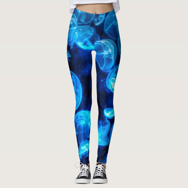 Leggings Vida marina náutica Blue Jellyfish (Anverso)