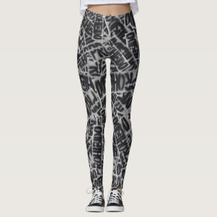 Leggings Vida rebelde: Typografía Patrón blanco y negro