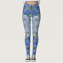 Leggings Vidrio de vidrio hendido arte abstracto blues lava
