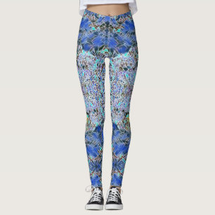 Leggings Vidrio de vidrio hendido arte abstracto blues lava