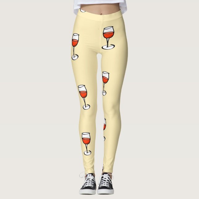 Leggings Vidrio de vino sobre naranja (Anverso)
