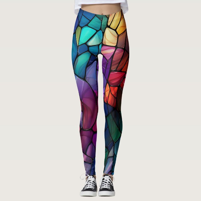 Leggings Vidrio Manchado Colorido, Vivo, Flashy (Anverso)