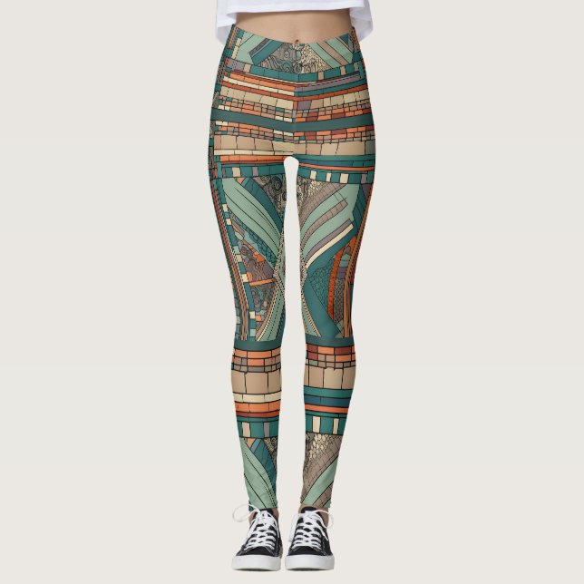 Leggings Vidrio manchado geométrico "Prairie Style" (Anverso)