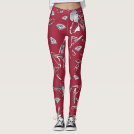 Leggings Vidrios rojos destrozados y diamantes