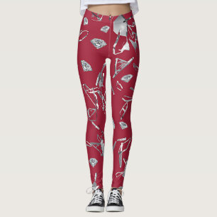 Leggings Vidrios rojos destrozados y diamantes