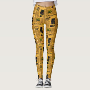 Leggings Viejo periódico extranjero con publicidad de coche
