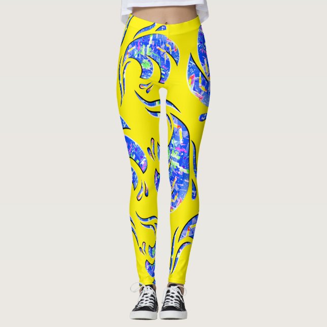 Leggings Viele abstrakte Kunstwellen (Anverso)