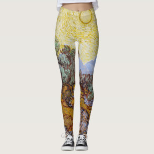 Leggings Vincent van Gogh - Olivos, cielo amarillo y sol