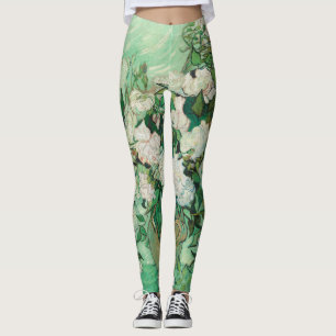 Leggings Vincent van Gogh Vase con Galería de rosas rosadas