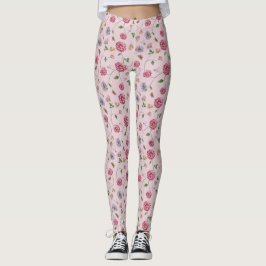 Leggings Vino floral rosa y púrpura