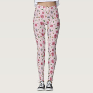 Leggings Vino floral rosa y púrpura