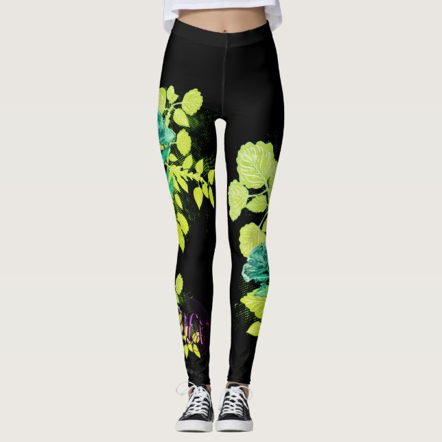 Leggings Vinta Geisha green Flowers (Anverso)