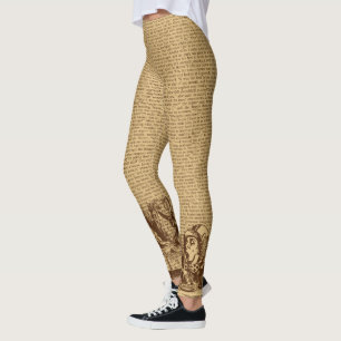Leggings Vintage Alice Text Y Border Brown