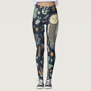 Leggings Vintage Animales Textura Floral Sin Marea