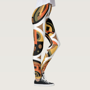 Leggings Vintage Art Deco Pochoir Jazz Círculos Geométricos