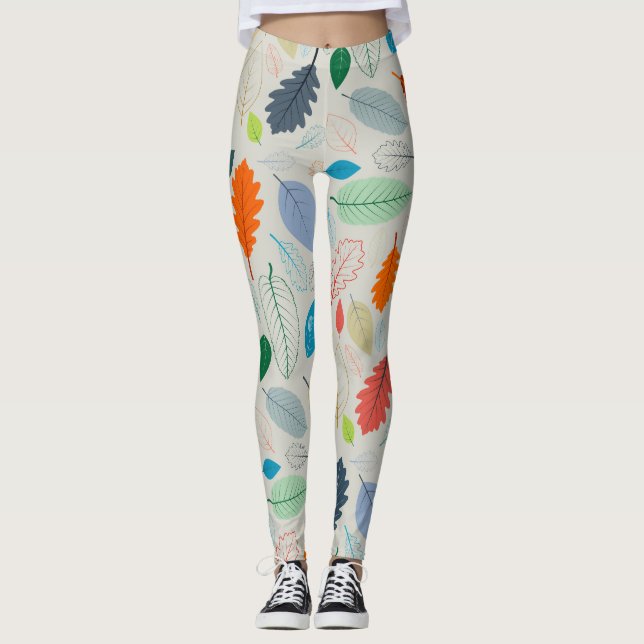 Leggings Vintage Autums Leaves Patrón de Ilustracion (Anverso)
