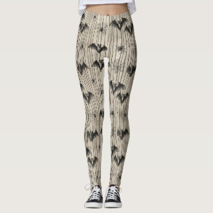Leggings Vintage Bats and Spiderwebs en tiras angustiadas