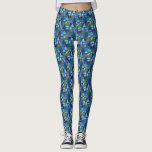 Leggings Vintage Blue Winter Christmas Tree Forest<br><div class="desc">Árbol de nieve de siempre verde con luces de colores,  preparado para la temporada festiva.</div>